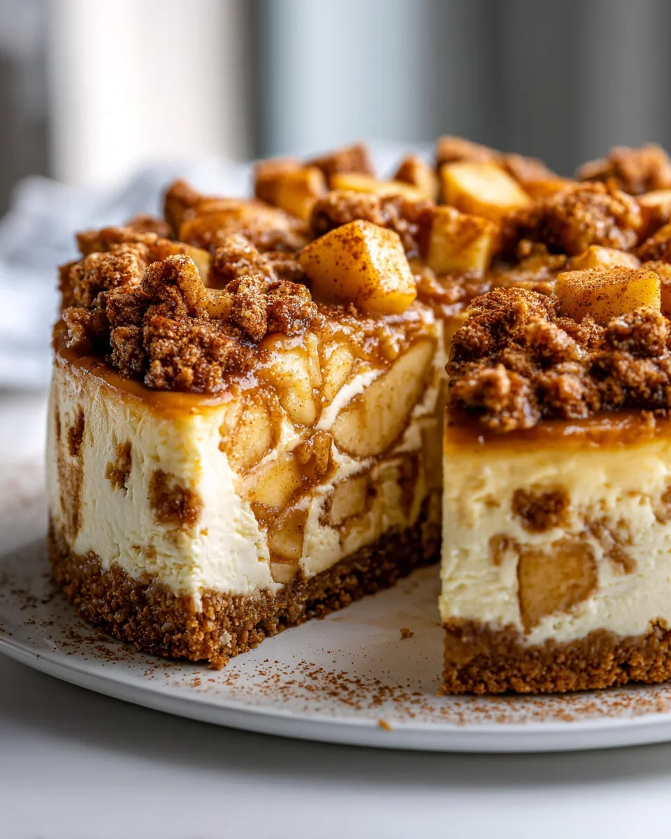 Unwiderstehlicher Apfel Crumble Cheesecake Rezept zum Verlieben