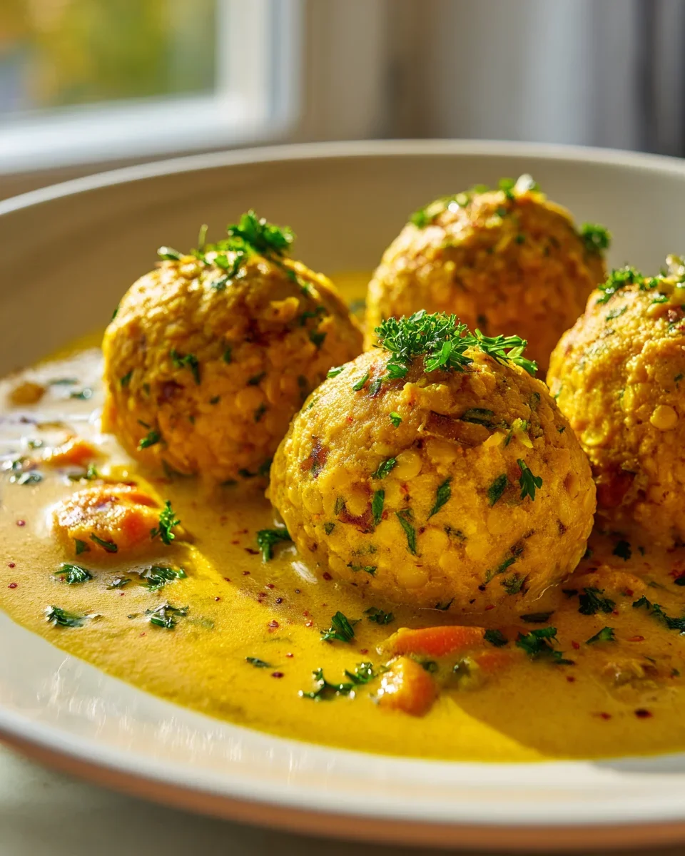 Vegane Linsenknödel in Curry Sauce – Einfach & Köstlich