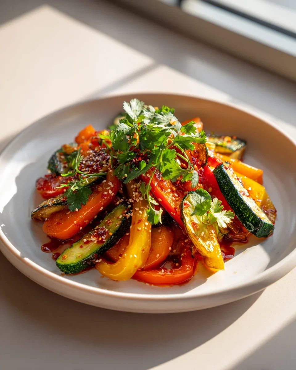 Zartes Ofengemüse mit Chili-Sesam-Knusper