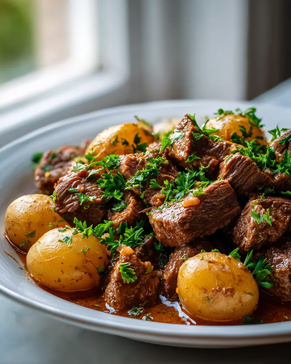 Zartes Slow Cooker Rindfleisch mit Knoblauchbutter & Kartoffeln