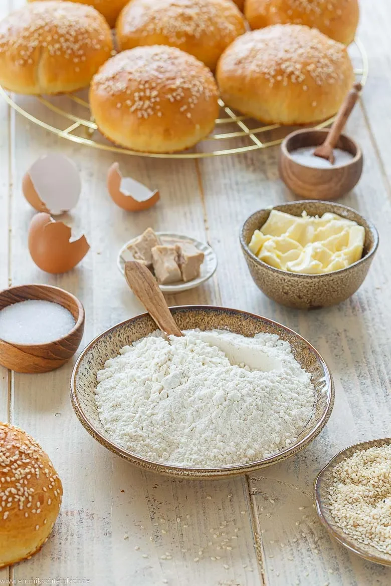 Zutaten für Brioche Burger Buns