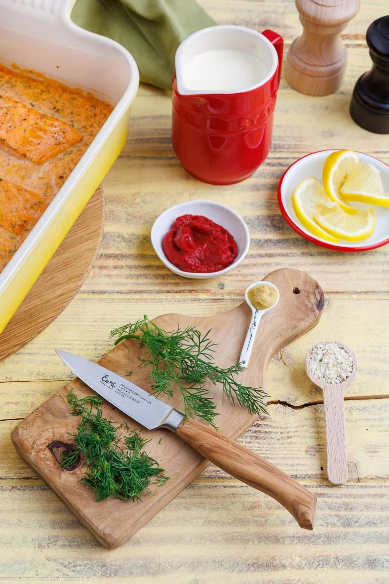 Zutaten für Lachs-Sahne-Gratin