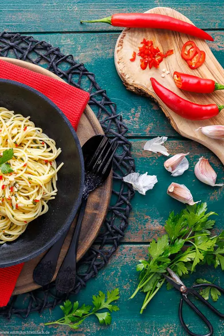 Zutaten für Spaghetti aglio e olio